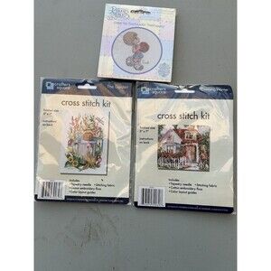 Lot Of 3 Precious Moments 2 Crafters Square Cross Stitch Kit Garden Home Courts